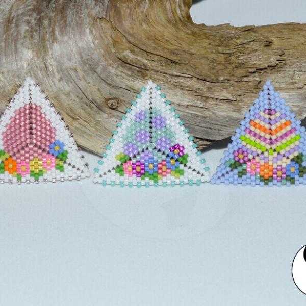 Easter Egg Triangles 1, 2, 3 Patterns,  Geometric Triangle design,  Miyuki Delica beaded triangle