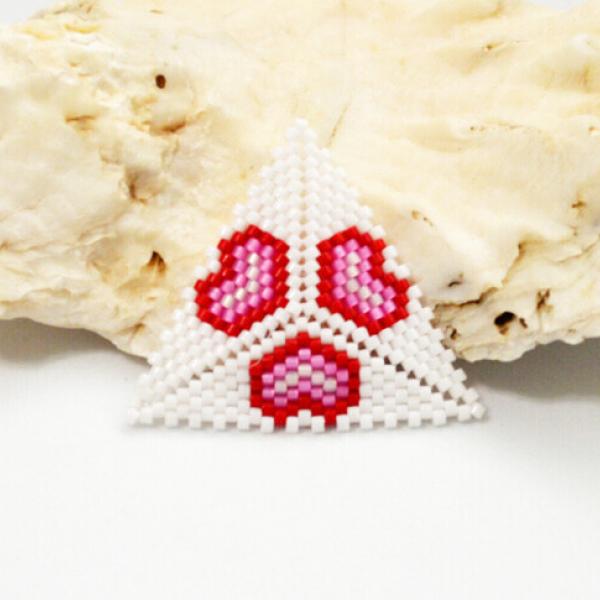 Hearts Triangle Pattern, Delica bead design, Geometric Peyote triangle