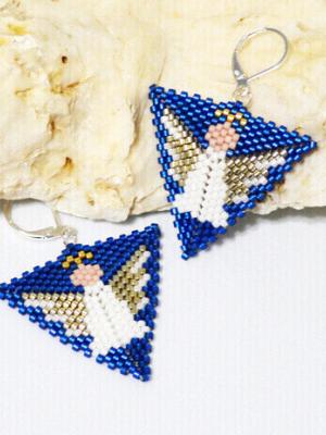 Angel Triangle Pattern, Christmas theme triangle, Peyote triangle, Delica beads