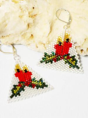 Christmas Candles Triangle Pattern, Christmas theme triangle, Peyote Triangle, Delica beads
