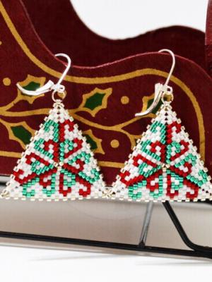 Candy Canes Triangle Pattern, Christmas theme triangle, Peyote triangle, Delica Beads