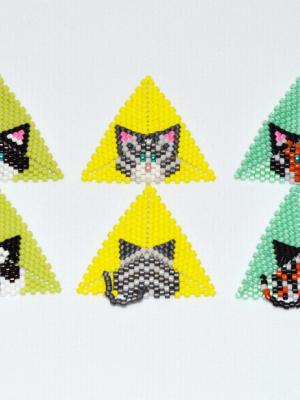 Cat Triangles 4, 5, 6 Patterns, 3 in 1 Pattern,  Peyote Geometric Triangle pattern, Miyuki Delica pattern