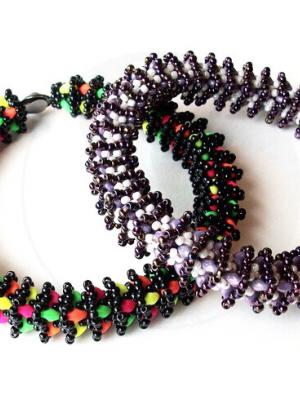 Lemur Tail Beaded Rope Bangle/Bracelet Pattern - Superduo beads, Seed beads