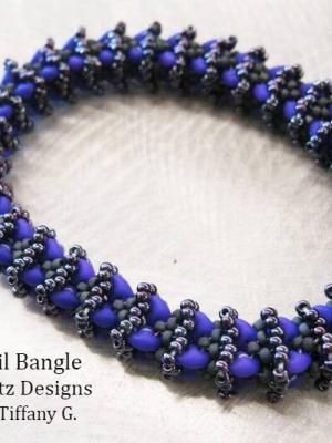 Lemur Tail Beaded Rope Bangle/Bracelet Pattern - Superduo beads, Seed beads