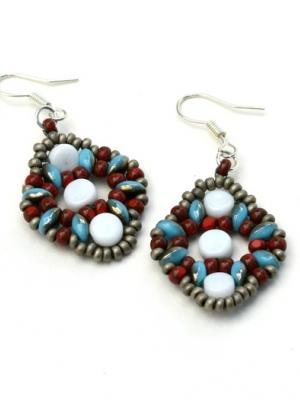 Seeing Dots Earrings Pattern - Superduo or Twin beads, 5mm Czech Coin beads, Seed beads