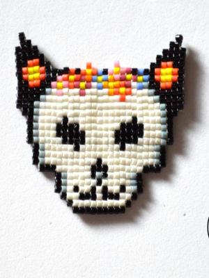 Sugar Skull Cat Pattern - Delica beads