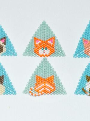 Cat Triangles 1, 2, 3 Pattern, 3 in 1 Patterns, Peyote Geometric Triangle patterns, Miyuki Delica patterns
