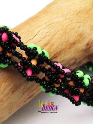 Lemur Tail Stacks Bracelet/Bangle Pattern, Superduo beads, seed beads 