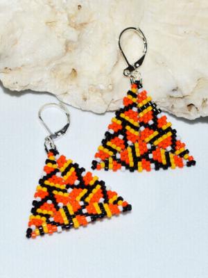 Lots of Candy Corn Triangle Pattern, Peyote Triangle, Delica Beads