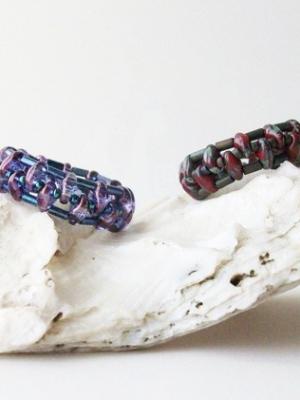 Dot Dash Ring Pattern - Superduo beads, Bugle beads, Seed beads