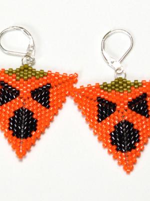 Spooky Pumpkin Triangle, Halloween Triangle #4,  Miyuki Delica beads, Geometric Peyote Triangle