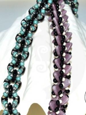 This A Way ~ That A Way Beaded Rope Pattern - 2 hole Lentil beads, Seed beads - Czech 2 hole beads