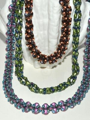 This A Way ~ That A Way Beaded Rope Pattern - 2 hole Lentil beads, Seed beads - Czech 2 hole beads