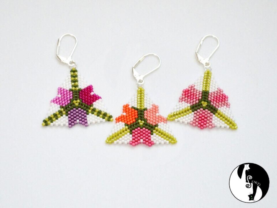 Tulip Triangles 1 & 2 Pattern, Geometric Peyote Triangle, Miyuki Delica beads