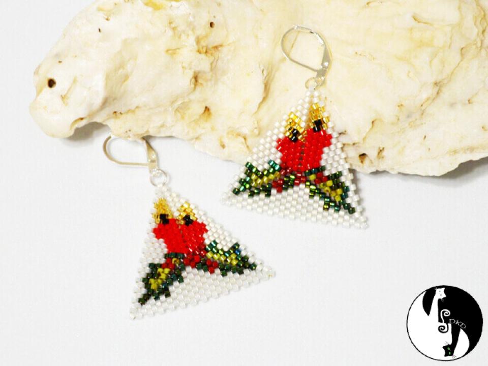 Christmas Candles Triangle Pattern, Christmas theme triangle, Peyote Triangle, Delica beads