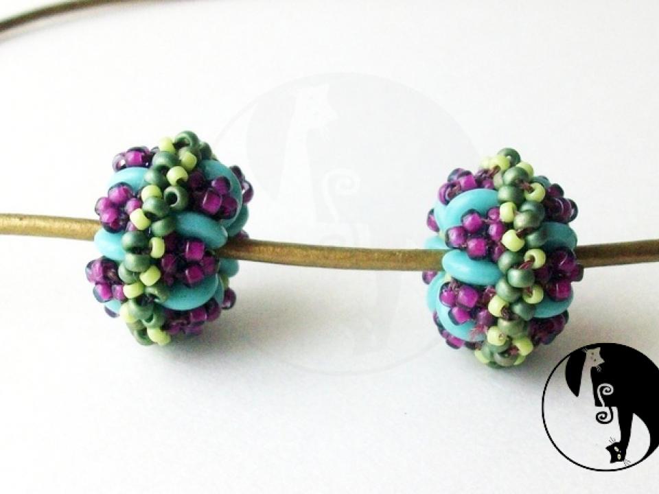 Lerchin Beaded Bead Pattern - Czech 2 hole Lentil beads and Seed Beads