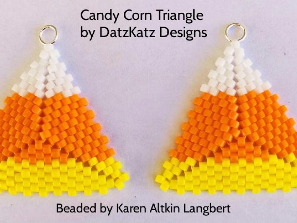 Halloween Candy Corn Triangle Pattern Freebie, Peyote Triangle, Miyuki Delica Beads