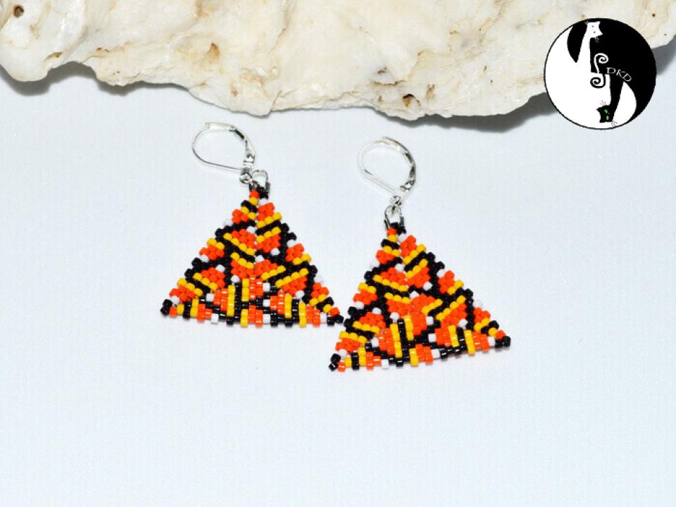 Lots of Candy Corn Triangle Pattern, Peyote Triangle, Delica Beads
