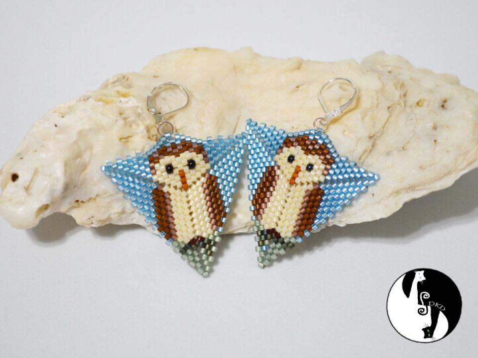 Owl Triangle #2 Pattern, Peyote Triangle in Delica Beads, Geometric bead work