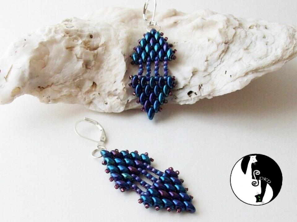 2 Slices of Pie Earrings Pattern - Superduo beads, Seed beads 