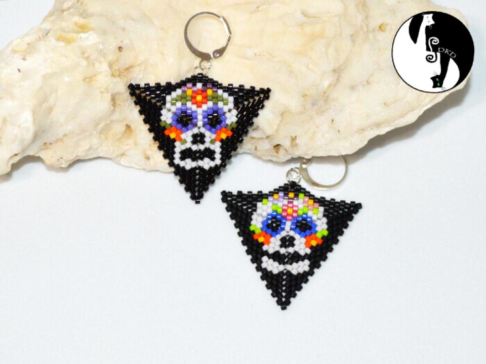 Sugar Skull Triangle Patterns 1 & 2, Miyuki Delica Beads, Peyote Triangle 
