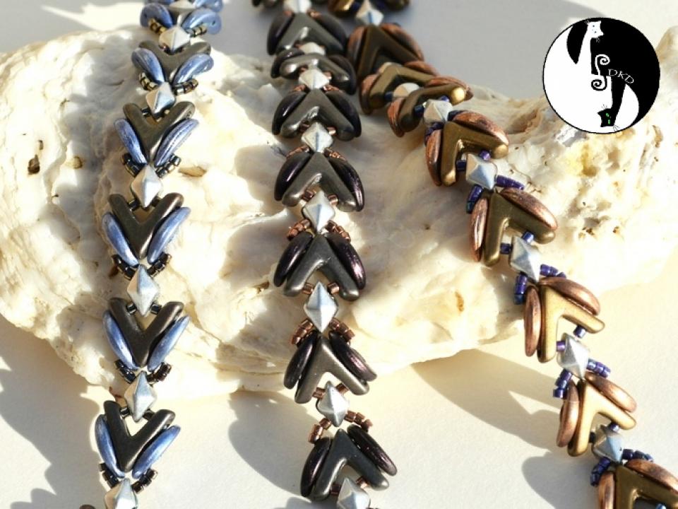 Vadonia Bracelet Pattern - Ava beads, Crescent beads, Diamonduo beads, Delica beads, 