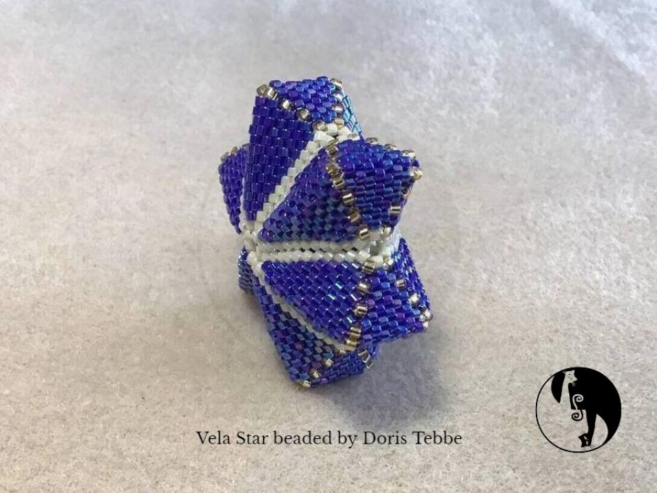 The Vela Star - A new 6 point Geometric Peyote Star - Geometric Bead work