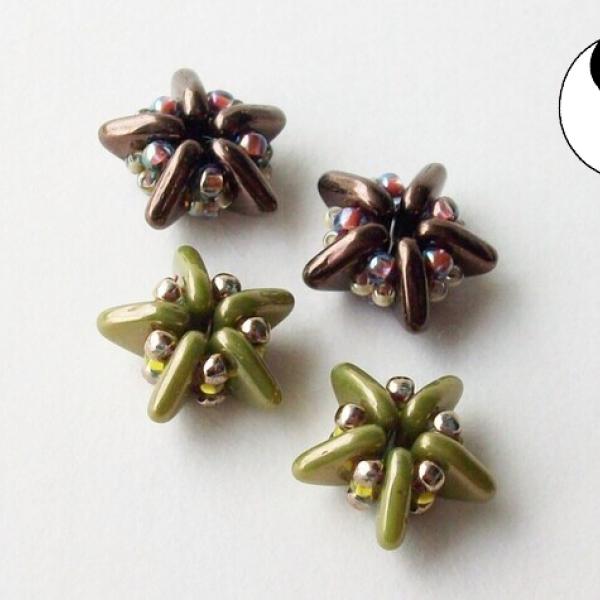 Little Stars Beaded Bead Pattern - 2 hole Triangle beads, Seed beads