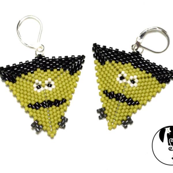 Frankenstein Triangle Pattern - Halloween design - Miyuki Delica beads