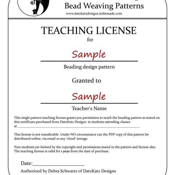 Teaching License for (1) DatzKatz Designs beading pattern