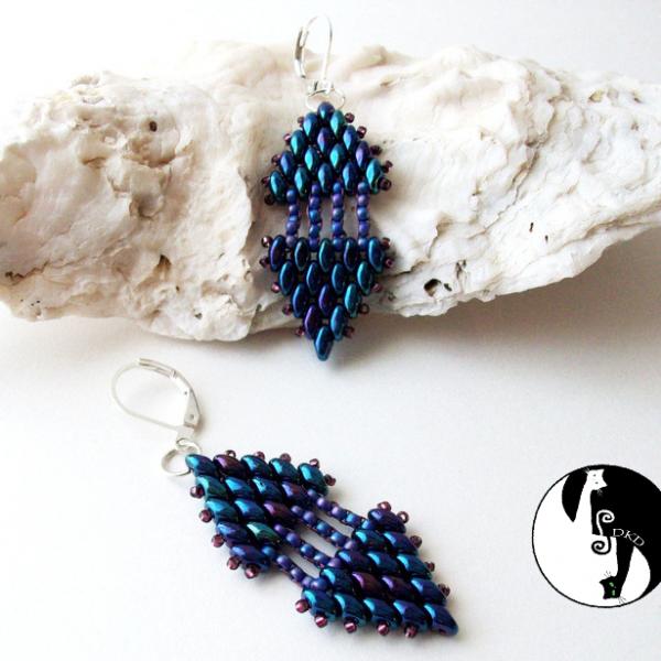 2 Slices of Pie Earrings Pattern - Superduo beads, Seed beads 