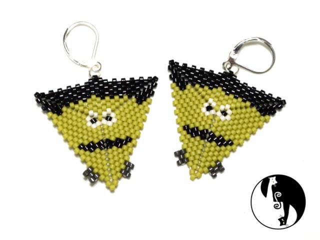 Frankenstein Triangle Pattern - Halloween design - Miyuki Delica beads